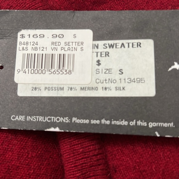 Native World possum merino wool silk V-neck sweater, size small in deep red - Picture 3 of 6
